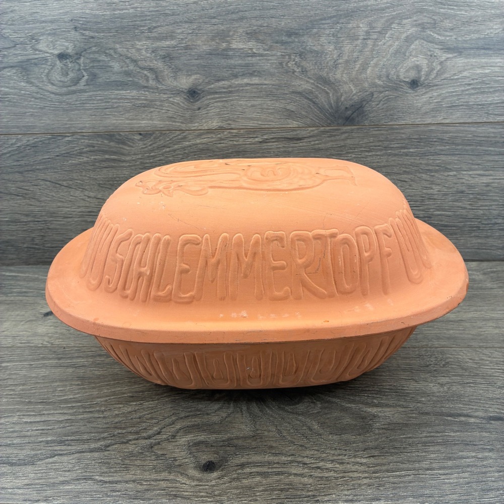 Vintage Scheurich Keramik Romertopf Clay Baker Schlemmertopf Rooster‎ W Germany